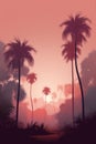 Vintage tropical poster with palm trees and beach Royalty Free Stock Photo