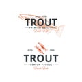 Vintage trout fish logo template