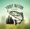 Vintage trout fishing emblems