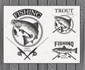 Vintage trout fishing emblems, labels and design Royalty Free Stock Photo