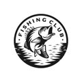 Bass fishing strike logo template