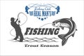 Vintage trout fishing emblems, labels and design elements