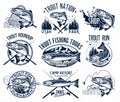Vintage trout fishing emblems Royalty Free Stock Photo