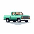 Green Classic Pickup Truck Vector Illustration - Cody Ellingham Style Royalty Free Stock Photo