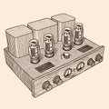 Vintage tube amplifier with indicators