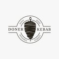 Vintage Turkish food, Doner kebab logo vector