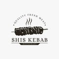 Vintage Turkish food, Shish kebab logo vector