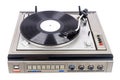 Vintage turntable record player with black vinyl Royalty Free Stock Photo