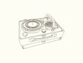 Vintage turntable. Record player vinyl record. sketch vector. Royalty Free Stock Photo