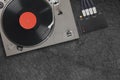 Vintage turntable with vinyl LP record. Top view Royalty Free Stock Photo