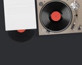 Vintage turntable with vinyl LP record. Top view Royalty Free Stock Photo