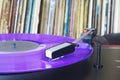 Vintage turntable with vinyl record