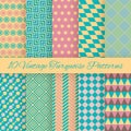 10 Vintage turquiose seamless patterns. Vector