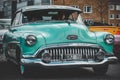 Vintage turquoise car during a cruising event Royalty Free Stock Photo