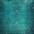 Vintage Turquoise Damask Wallpaper Texture, AI Generated Royalty Free Stock Photo