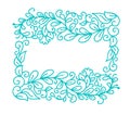 Vintage Turquoise vector monoline calligraphy flourish frame for greeting card. Hand drawn floral monogram elements