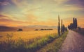 Vintage tuscan landscape Royalty Free Stock Photo