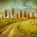 Vintage tuscan landscape Royalty Free Stock Photo