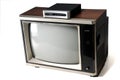 Vintage tv with digital converter Royalty Free Stock Photo