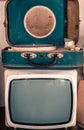 Vintage TV and portable record player Royalty Free Stock Photo