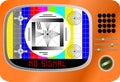 Vintage TV set with test pattern and caption no signal, offline, disturbance,error sign,vector, website down error sign
