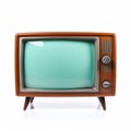 Vintage Tv On White Background: Satirical, Expansive, Solapunk Design