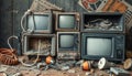 Vintage TVs and Electrical Clutter Royalty Free Stock Photo