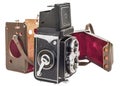 Vintage Twin Lens Reflex Camera With Detached Brown Leather Casing Isolated On White Background Royalty Free Stock Photo