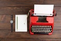 Vintage typewriter and a blank sheet of paper,Writer or journalist workplace Royalty Free Stock Photo