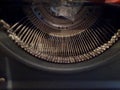 Vintage typewriter close-up, typewriter typebar detail Royalty Free Stock Photo