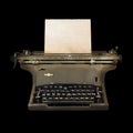 Vintage typewriter with empty sheet of weathered paper