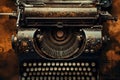 Vintage typewriter on a grunge background. Retro style, Vintage typewriter header with old paper. retro machine technology - top Royalty Free Stock Photo