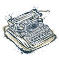 Vintage typewriter with ink splashes. Royalty Free Stock Photo