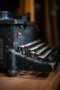 Vintage typewriter keys details close up machine retro royal uk manchester london antique shop copy space text garage rust sharp