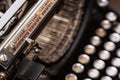 Vintage typewriter line, type bars, keys closeup Royalty Free Stock Photo
