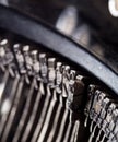 Vintage typewriter mechanism closeup image