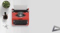 Vintage typewriter Presentation Banner with Text space for Mockup, 3d Illustration