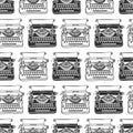 Vintage typewriter seamless background. Hand drawn vector Royalty Free Stock Photo