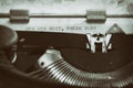 Vintage typewriter with a text Royalty Free Stock Photo