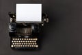 Vintage typewriter top down flatlay shot from above with empty, Royalty Free Stock Photo