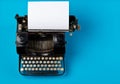 Vintage typewriter top down flatlay shot from above with empty, Royalty Free Stock Photo