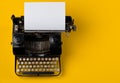 Vintage typewriter top down flatlay shot from above with empty, Royalty Free Stock Photo