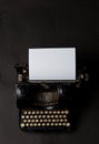 Vintage typewriter top down flatlay shot from above with empty, Royalty Free Stock Photo