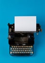 Vintage typewriter top down flatlay shot from above with empty, Royalty Free Stock Photo