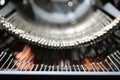vintage typewriter with typing buttom inside the machine Royalty Free Stock Photo