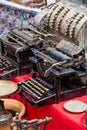 Vintage typewriters on flea market