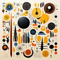 Abstract Mid-century Illustration With Whimsical Figuratives