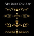 Vintage typographic divider in art deco design, luxurious gold decorative separator design elements for print, restaurant menus, l
