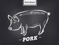 Vintage typographic premium pork meat label. Vector type illustration