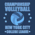 Vintage typography college varsity new york NYC volleyball sport league championship slogan print for graphic tee t
